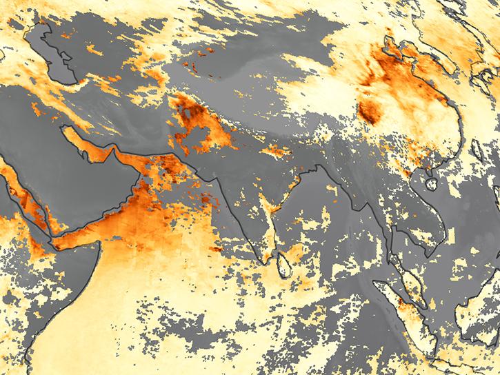 MODIS aerosol optical depth over India
