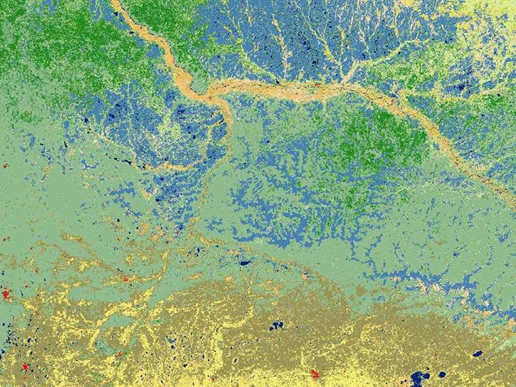 A portion of the study area from He and others (2017) is shown in this MODIS Land Cover image from 2012