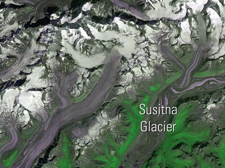 ASTER scenes used by the authors to compute a digital elevation model. Three of the glaciers from the study period are visible in this image.