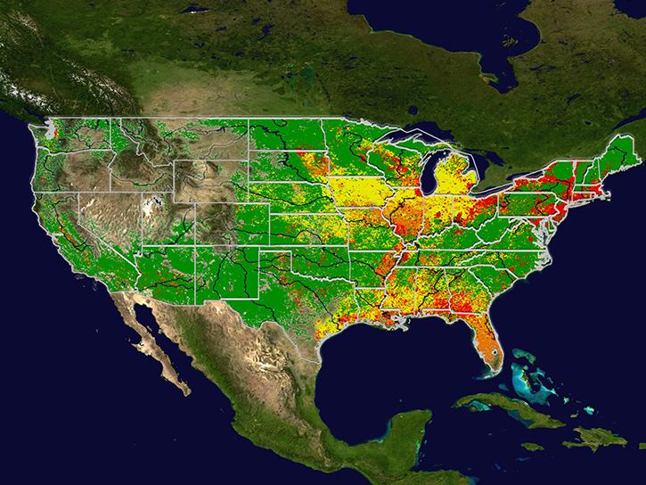 risk map showing projection spread of West Nile virus