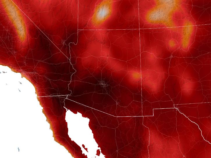 air temperatures across the Southwest