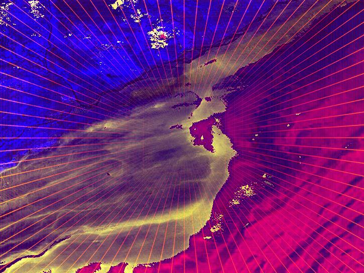 GIS data with an abstract pattern overlay