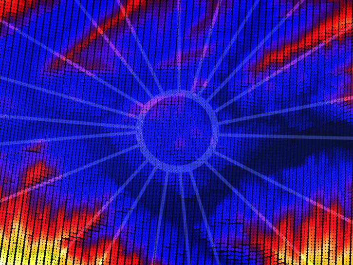 data and a circle with lines emitting from the center
