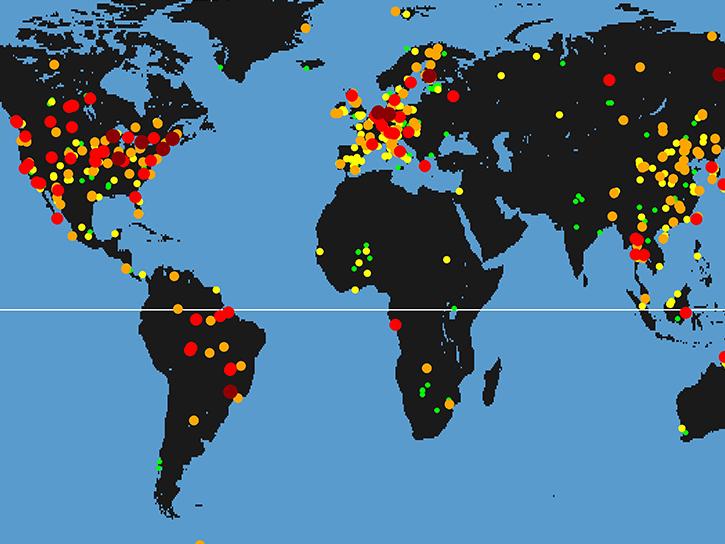 locations of FLUXNET towers