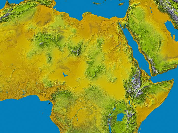 shuttle radar topography image of Africa