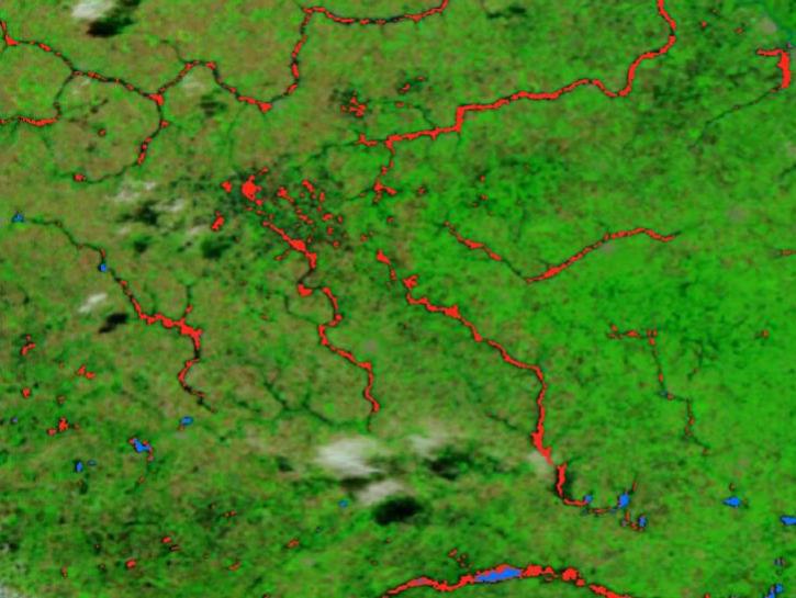 This image shows flooding in Argentina with VIIRS data.