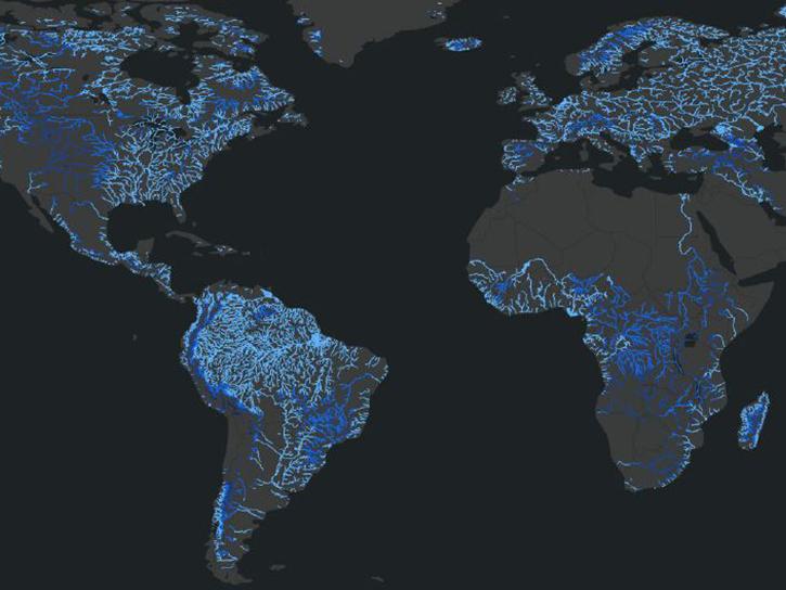  Global coverage of the Surface Water and Ocean Topography (SWOT) River Reach collection highlighting its 21 day global cycle of Water Surface Elevation (WSE).