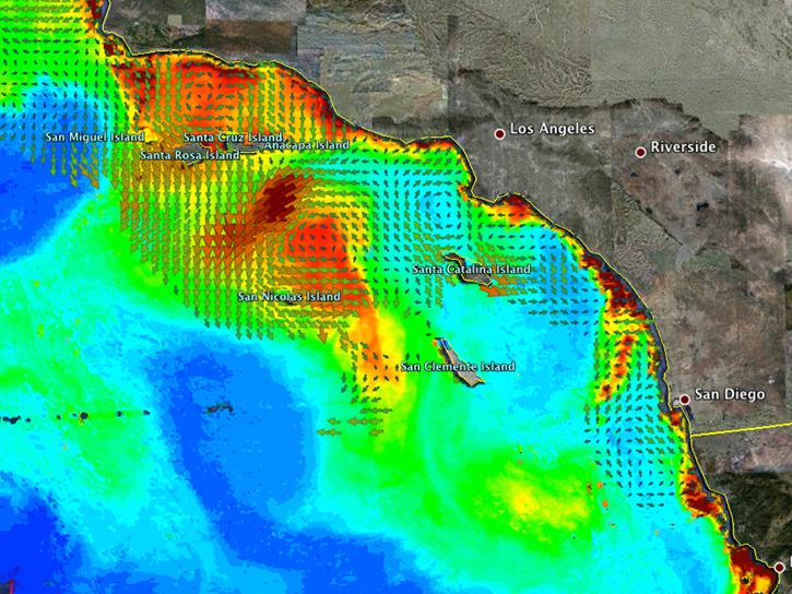 algae bloom visualization off the coast of Los Angeles, California