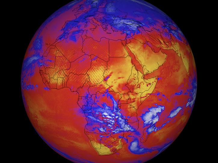 This is longwave flux radiation at the top-of-atmosphere from Jan 26-27, 2012