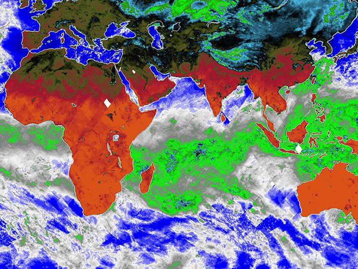 observations from Jan. 16 to 23, 2022, shows Earth's microwave emissions at a frequency of 34 gigahertz