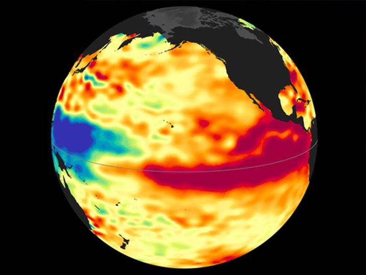 sea surface termperature anomalies during the 2016 El Nino