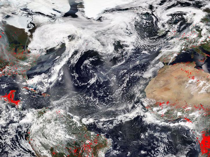Wildland fire smoke is visible in this Suomi NPP VIIRS true color imagery, which was acquired on June 1, 2025