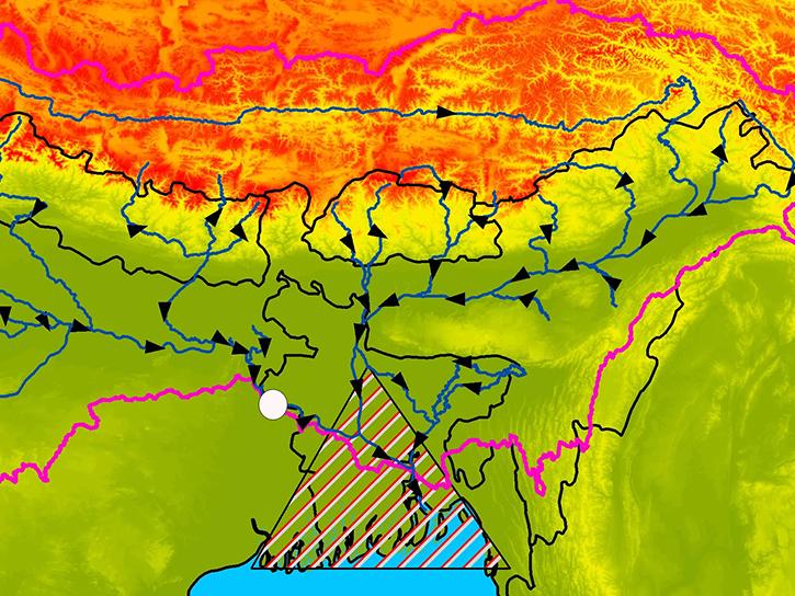JASON-2 data predicting flood areas in the Ganges River basin