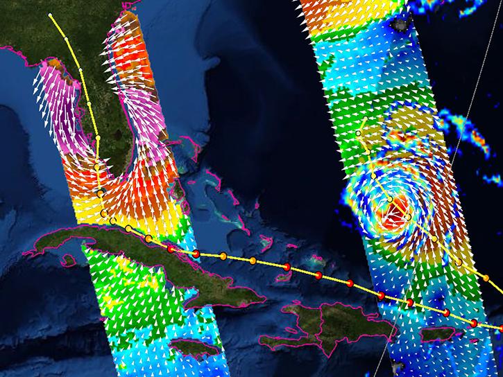 visualization data from the National Atlantic Hurricane Watch platform of hurricanes Irma and Jose