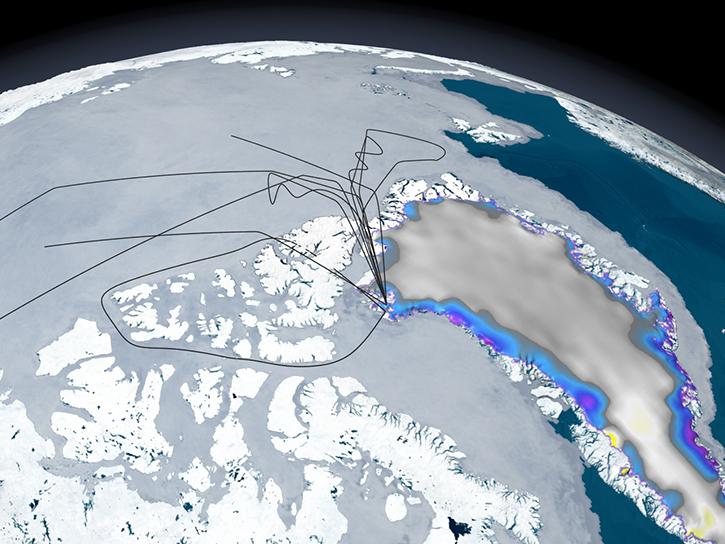 flight path of Operation Ice Bridge over Greenland in 2011