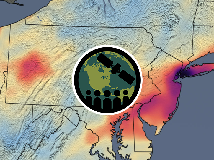 Map of air pollution sensed over the Northeast, with ARSET logo over top