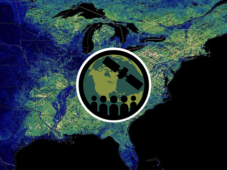 Black, Blue, and Green Image of the Eastern US from Space