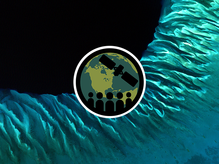 Satellite image showing underwater topography