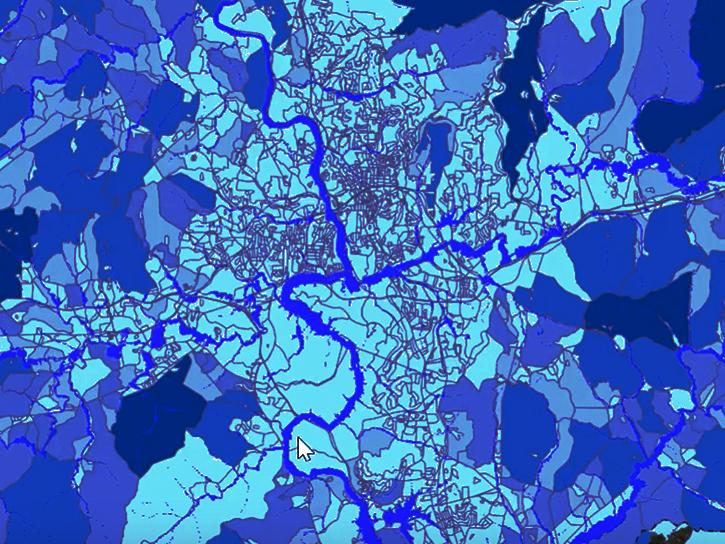 Satellite imagery in shades of blue.