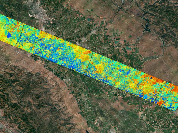 HyTES thermal map acquired for the California central valley in support of NASA’s ECOSTRESS evapotranspiration science product