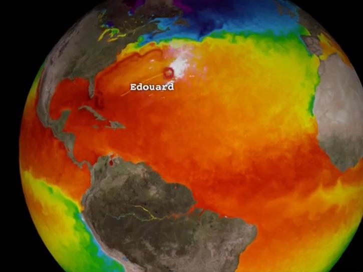 sea surface temperature during hurricane Edouard