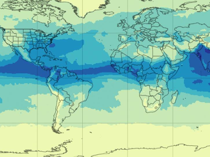 Monthly Average Daily TCWV from AIRS for July 2025