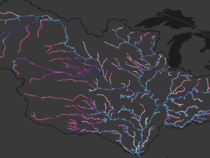SWOT simulated data of the Mississippi River