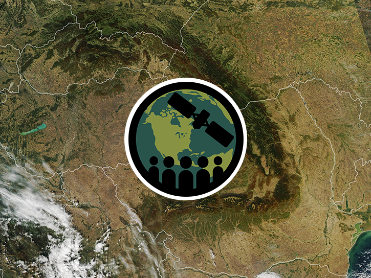 Satellite view of the Carpathian Mountains