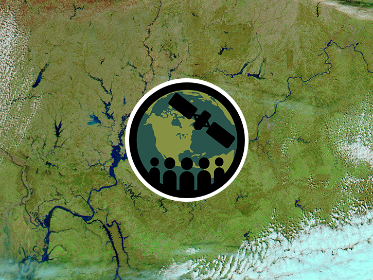 The satellite image appears to show the Ayeyarwady (Irrawaddy) River in Myanmar, known for its high sediment discharge.