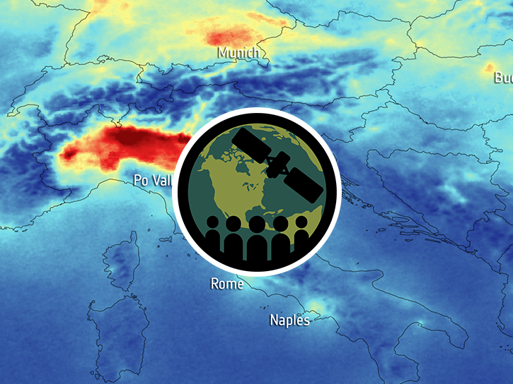 This image from the Copernicus Sentinel-5P satellite shows a map of nitrogen dioxide (\(\text{NO}_{2}\)) concentrations over Europe