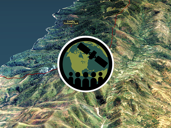 Map of Gombe National Park with ARSET logo in the middle