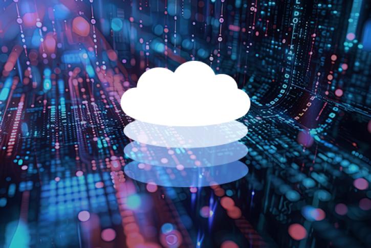 data stack with cloud on top of circuit board