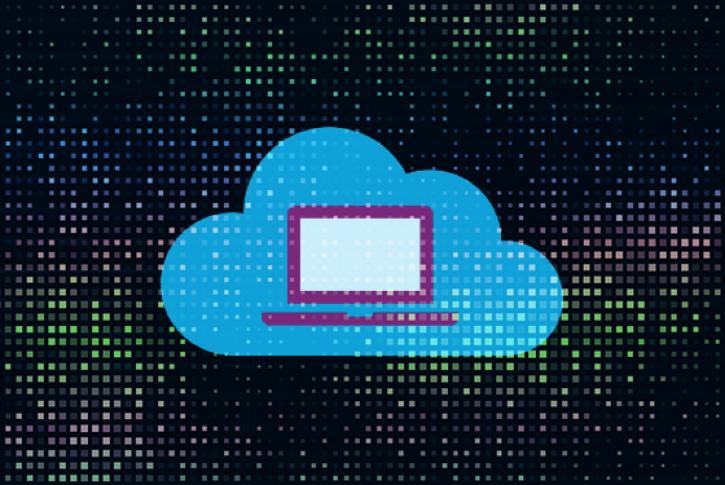 cloud with computer over abstract pattern