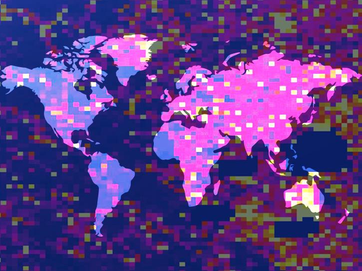 flat global map on top of data granules
