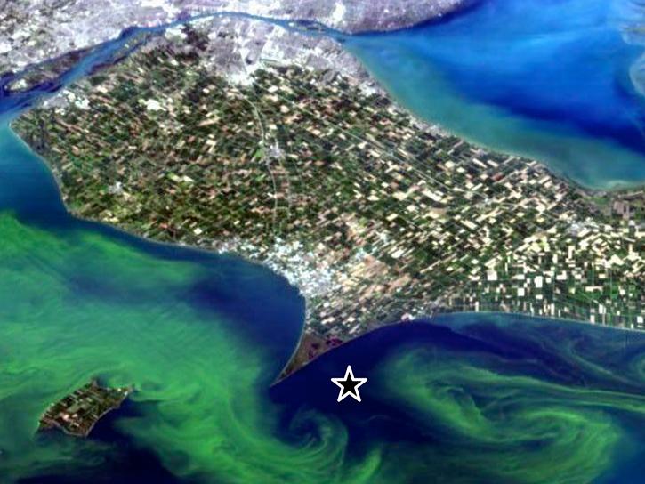 HICO image of microcystis bloom in Lake Erie