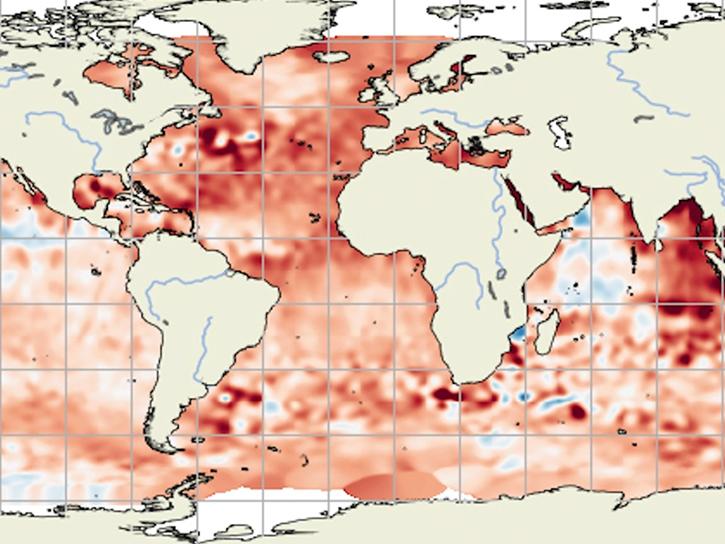 Gridded ocean height measurements from Sentinel-6 Michael Freilich (Sentinel-6A) observations from Oct. 8-17, 2025