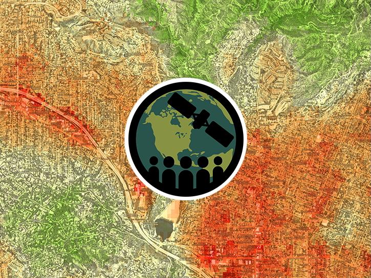 Urban heat map of Houston with ARSET logo in the middle of the image