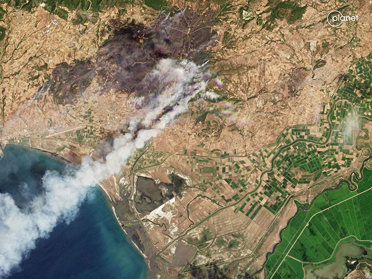 PLANET image of wildfires in Greece