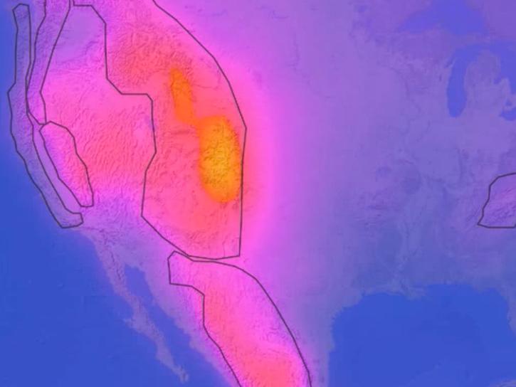 annual atmospheric pressure data visualization of the western United States