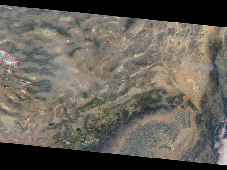 wildfire smoke from Cajon Pass east of Los Angeles captured by MISR