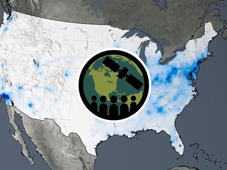 The trend map of the United States shows the large decreases in nitrogen dioxide concentrations from 2005 to 2014. The ARSET logo appears atop in the middle of the image.