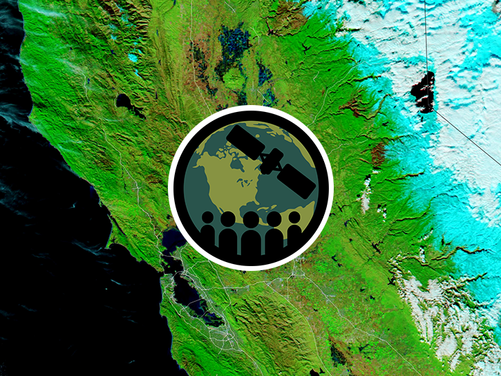 Satellite image of floodwater Inundating North-Central California in January 2023. The ARSET logo appears atop in the middle of the image.