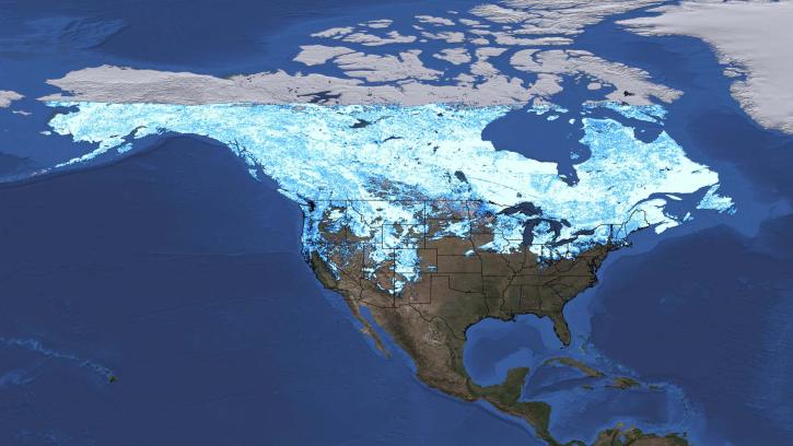 ICESat-2 data overlaid on North America.