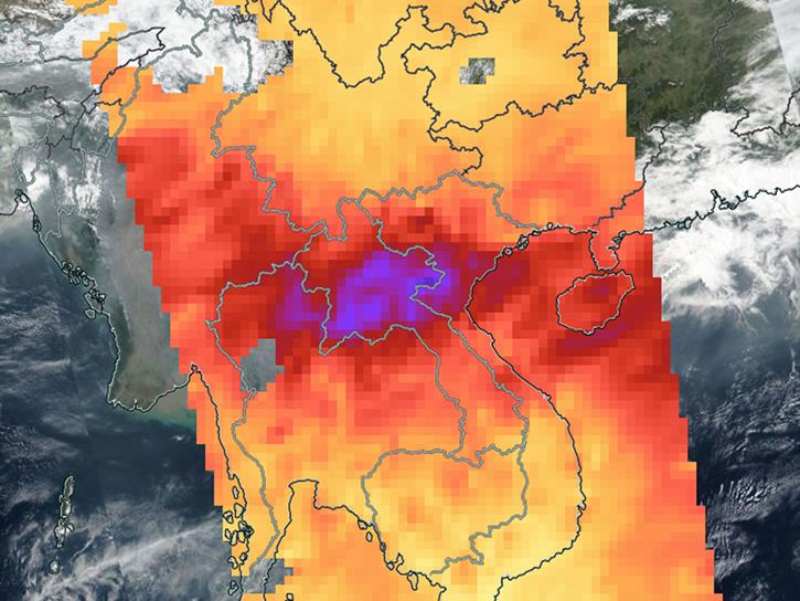 Carbon Monoxide levels over Southeast Asia