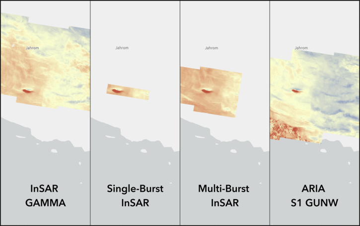 Compare the different Sentinel-1 InSAR products available On Demand from ASF