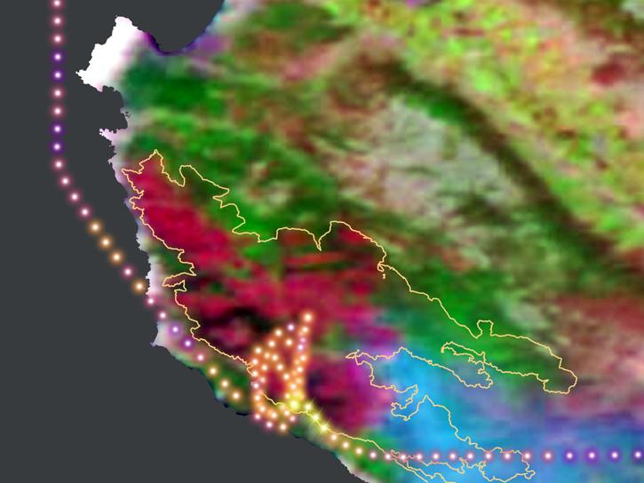 AJAX flight path over the Soberanes fire in California on August 24, 2016