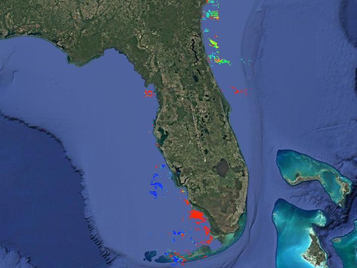 Landsat data visualized using the STREAM tool