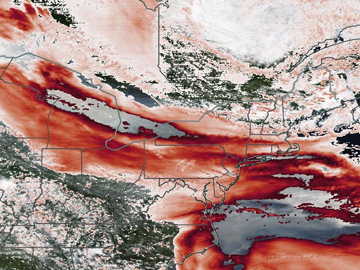 Worldview image displaying ozone concentrations from the TEMPO instrument