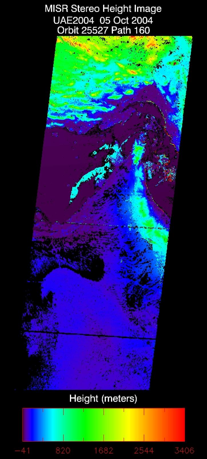 UAE_Desert: Oct. 5, 2004, Stereo Height 1.1 km