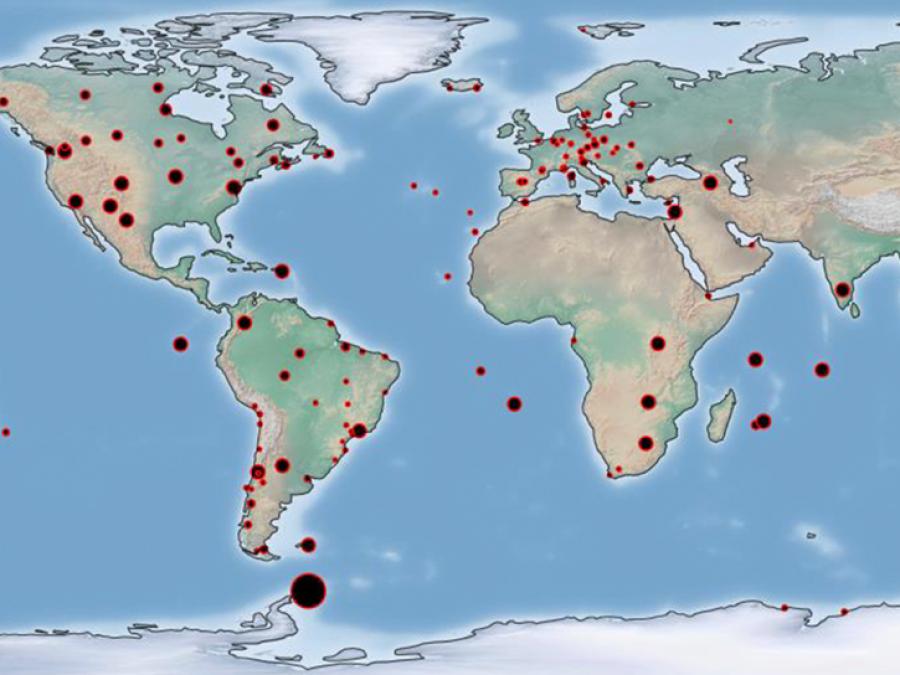 map of CDDIS data